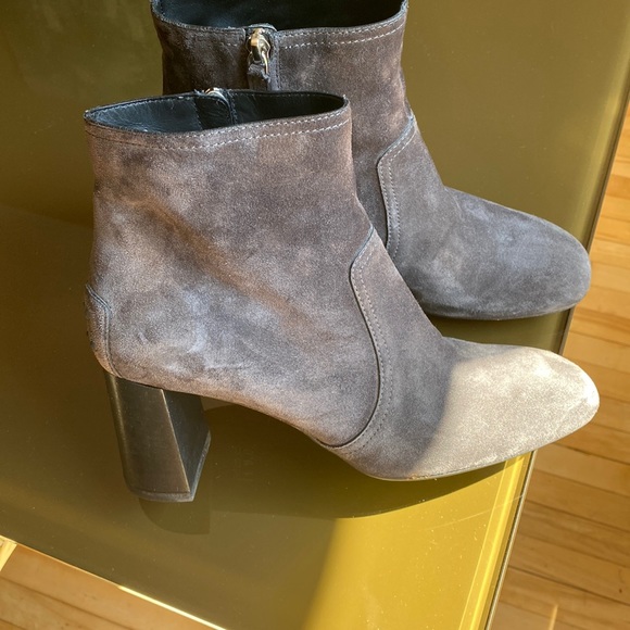 Tods Suede Grey Ankle Boots Heel3 Inch 